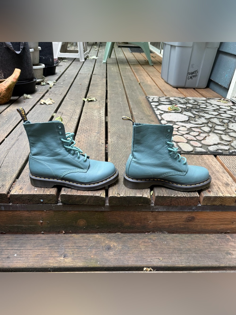 Dr. Martens 1460 Pascal Teal Dusty Blue 8-eye boot UK7 US9 discontinued EUC - Picture 4 of 7